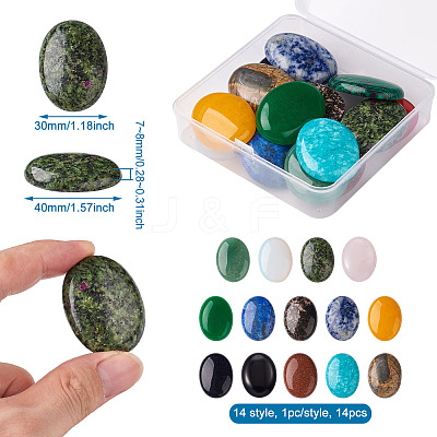 14Pcs 14 Style Mixed Gemstone Cabochons G-FW0001-06-1