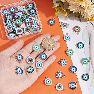 84Pcs 14 Colors CCB Plastic Enamel Pendants CCB-PH0001-24-1