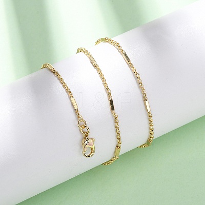 Brass Cuboid Link Rolo Chain Necklaces MAK-L045-02G-1
