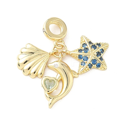 Rack Plating Brass Micro Pave Cubic Zirconia Pendants KK-M309-32G-1