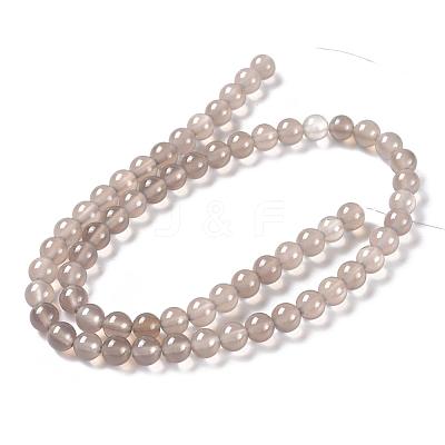 Natural Gray Agate Bead Strands X-G-R193-12-6mm-1