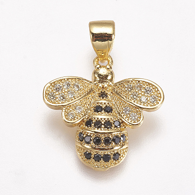 Brass Micro Pave Cubic Zirconia Pendants ZIRC-A009-13A-G01-1