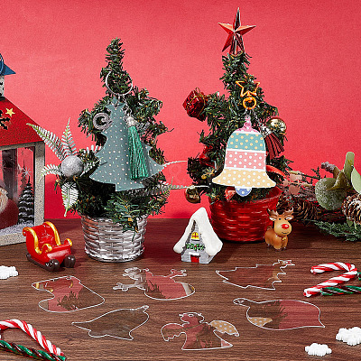 48Pcs 6 Styles Christmas Acrylic Big Pendants FIND-SC0011-43-1