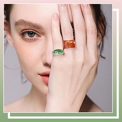 4 Styles Resin & Acrylic Finger Rings for Women RJEW-SC0001-24-1