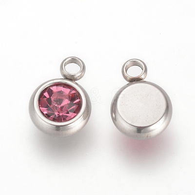 201 Stainless Steel Rhinestone Charms X-STAS-S068-10-1
