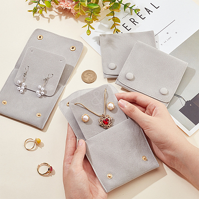 Lint Cloth Jewelry Gift Pouches with Snap Fastener ABAG-WH0045-08C-1