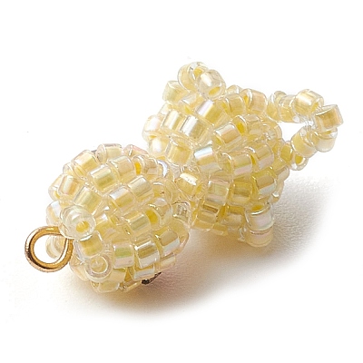 Seed Beads Beaded Charms PALLOY-MZ00318-01-1