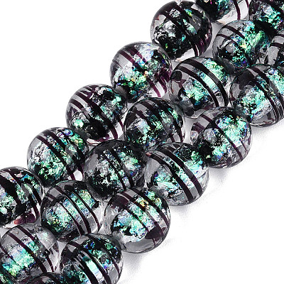 Handmade Foil Glass Lampwork Beads Strands FOIL-Q002-09B-1