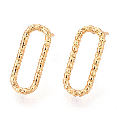 Brass Stud Earrings EJEW-T047-46G-1
