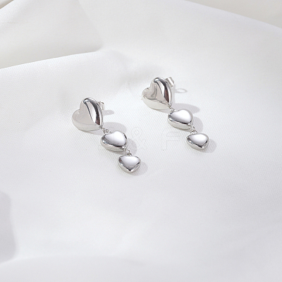 Simple Heart Stainless Steel Dangle Stud Earrings AR2302-1-1