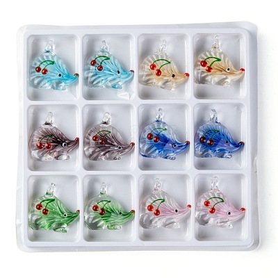 Handmade Lampwork Glass Pendants LAMP-R106-M4-B-1