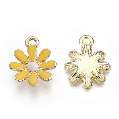 Light Gold Plated Alloy Pendants X-ENAM-T009-39B-1