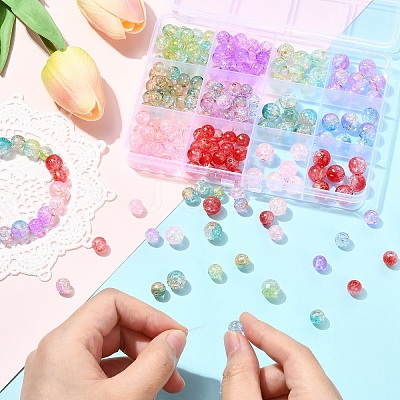 210Pcs 12 Styles Transparent Crackle Acrylic Beads DACR-YW0001-02-1