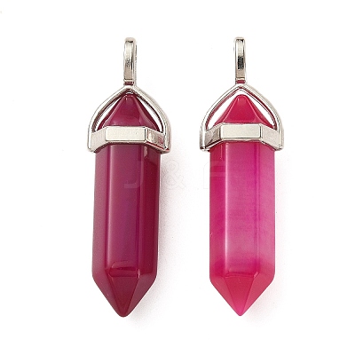 2Pcs Natural Agate Dyed Double Terminated Pointed Pendants G-YW0002-05E-1