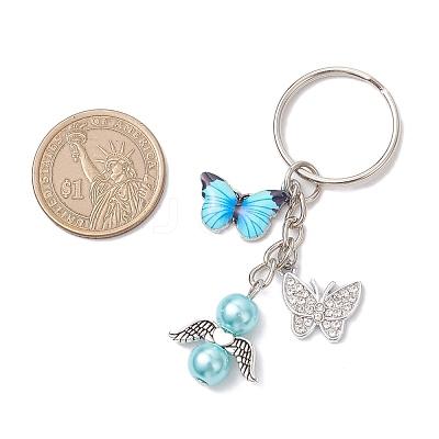 8Pcs Glass Pearl Keychains KEYC-JKC01308-1