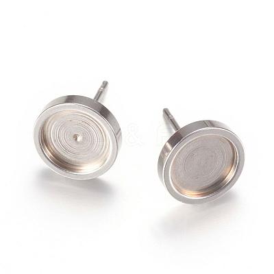 Non-Tarnish 201 Stainless Steel Stud Earring Settings STAS-T004-08-1