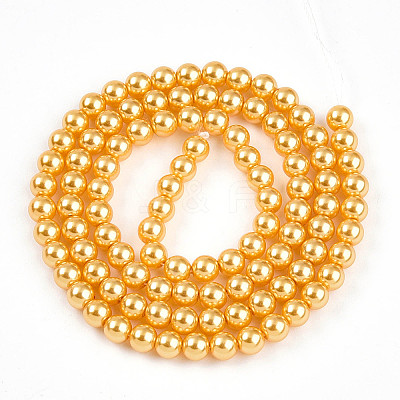 Baking Paint Pearlized Glass Pearl Bead Strands HY-N002-4mm-A08-1