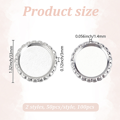 100Pcs 2 Styles Iron Pendant Cabochon Settings FIND-DR0001-44-1