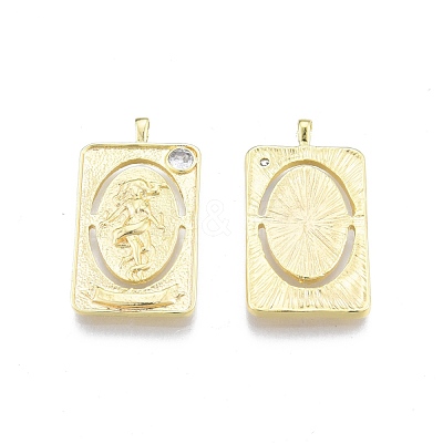 Brass Micro Pave Clear Cubic Zirconia Pendants KK-G432-19G-1