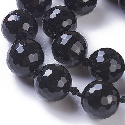 Dyed & Heated Natural Black Agate Beads Strands G-F620-05A-18mm-1
