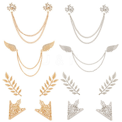 Alloy Rhinestone Hanging Chain Brooches & Tie Collar Pis JEWB-CY0001-02-1