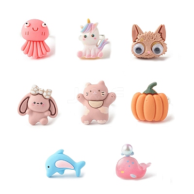 Resin 3D Mixed Animal Adjustable Rings RJEW-JR00428-M-1