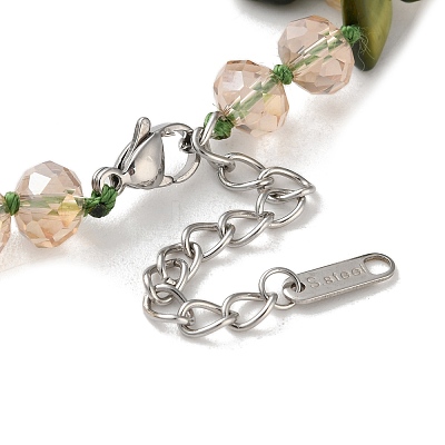 Boho Glass & Dyed Natural Shell Beaded Chips 3 Layer Necklaces for Women NJEW-H047-01A-1