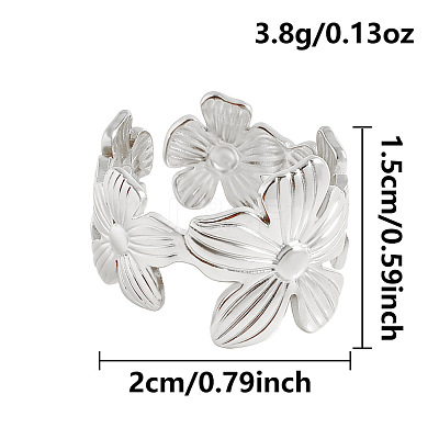 304 Stainless Steel Cuff Open Rings for Women KF1172-1-1