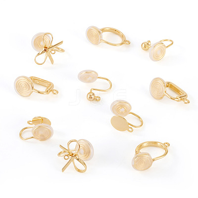 10Pcs 5 Styles Brass Clip-on Findings EJEW-TA0001-66A-1