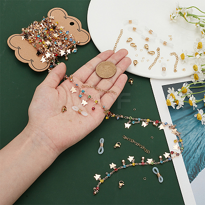 Brass Butterfly & Rhinestone Diamond Charms Bracelet Bib Necklace DIY Making Kit DIY-WR0004-17-1