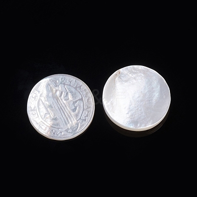 Natural White Shell Cabochons SSHEL-D083-12C-1