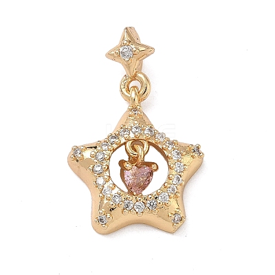 Brass Micro Pave Cubic Zirconia Pendants KK-C168-04G-1
