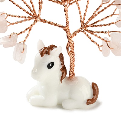 Natural Rose Quartz Chips Tree of Life Decorations DJEW-A017-01M-1