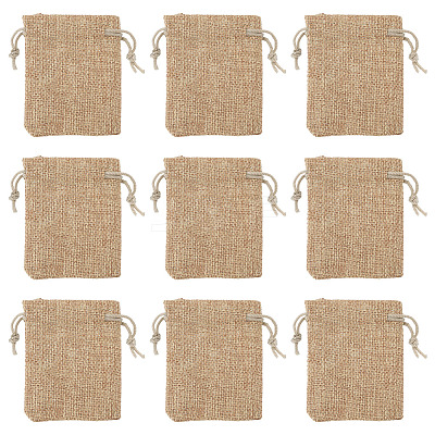 20Pcs Rectangle Polyester Imitation Burlap Packing Pouches Drawstring Bags ABAG-TA0001-95B-1