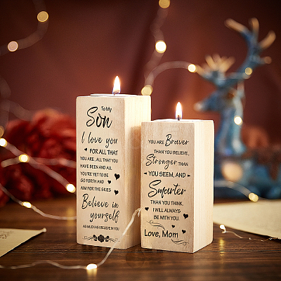 Wooden Candle Holder AJEW-WH0257-008-1