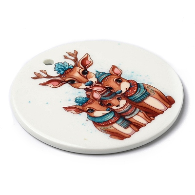 Christmas Handmade Printed Porcelain Big Pendants LS-PORC-F009-02-1