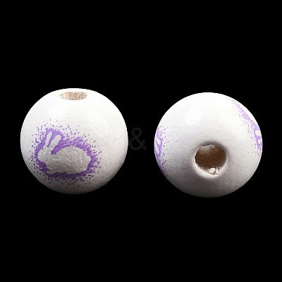 Printed Wood European Beads WOOD-G029-03A-1