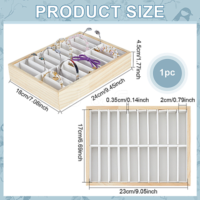 20-Slot Wood Bracelet Bangle Display Trays AJEW-WH0816-546A-1