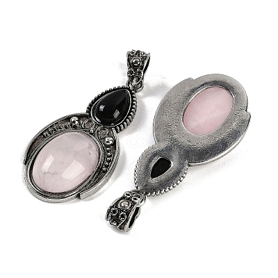 Natural Rose Quartz & Obsidian Pendants G-I370-08AS-05-1