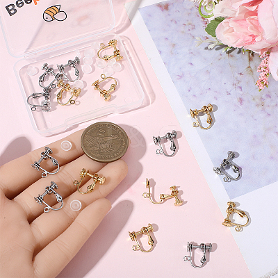 20Pcs 2 Colors 316 Surgical Stainless Steel Clip-on Earring Findings STAS-BBC0008-58A-1