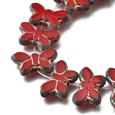 Picasso Baking Paint & Golden Metal Enlaced Glass Beads Strands GL-CBA98F0-02D-1