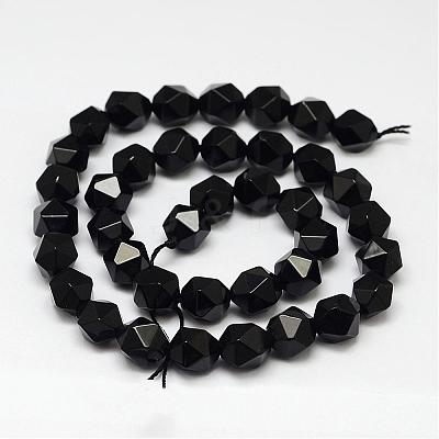 Natural Black Onyx Beads Strands G-K066-13-8mm-1