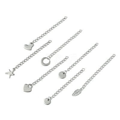 7Pcs 7 Styles 304 Stainless Steel Chain Extender STAS-FS0001-49P-1