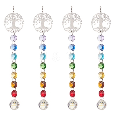 Glass Teardrop Window Hanging Suncatchers HJEW-JM00934-1