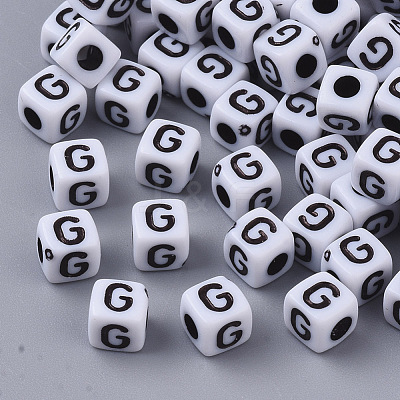 White Opaque Acrylic Beads MACR-R869-02G-1