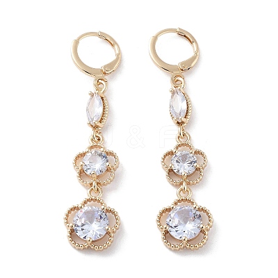 Rack Plating Golden Brass Dangle Leverback Earrings EJEW-A030-02D-G-1