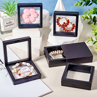 Square Transparent PE Thin Film Suspension Jewelry Floating Frame Displays ODIS-TAC0002-02A-1