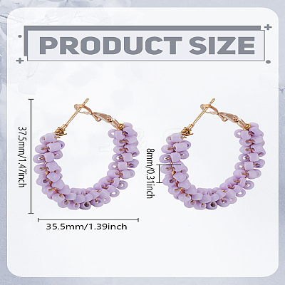 1 Pair Alloy Glass Seed Beads Hoop Earrings EJEW-LP0003-65E-1