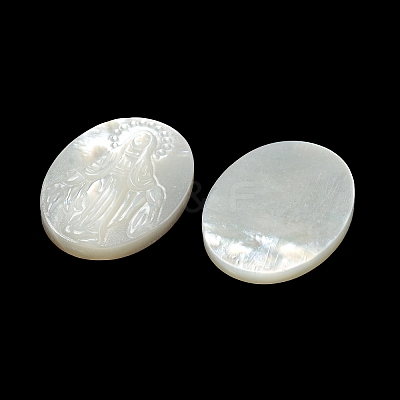 Carved Natural White Shell Cabochons SSHEL-N038-08C-04-1