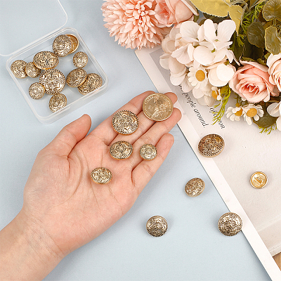 20Pcs 4 Styles Alloy Shank Buttons BUTT-DR0001-05G-1